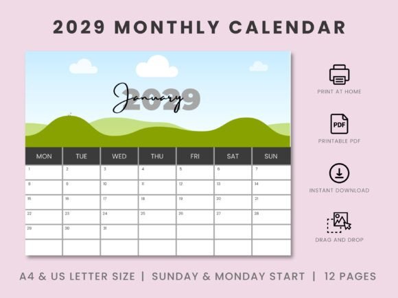 2029 Monthly Custom Canva Frame Calendar: Organize Creatively