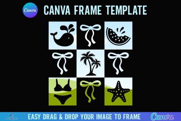 Beach Summer Canva Frame Checkered Bow: Your Seasonal Design Shortcut