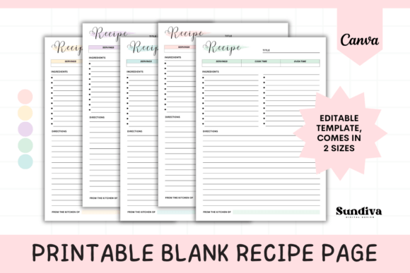 Blank Recipe Page Canva Template 4: Your Personal Recipe Book Solution