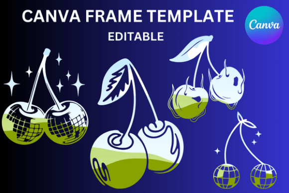Cherry Disco Canva Frame Template: Instant Retro Flair