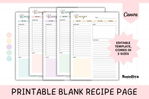 Organize Your Kitchen with Blank Recipe Page Canva Template 2