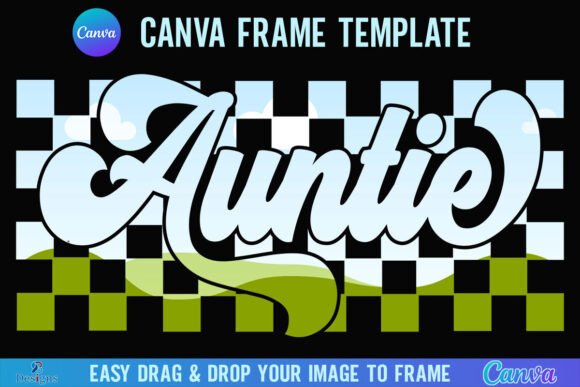 Retro Checkered Auntie Canva Frame: A Modern Design Asset