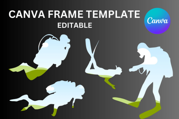 Scuba Diver Silhouette Canva Frame: Dive Deep into Creative Design