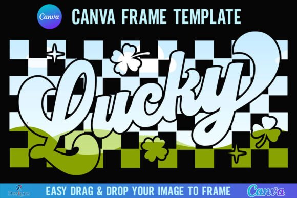 St Patricks Lucky Canva Frame Checkered: A Design Asset