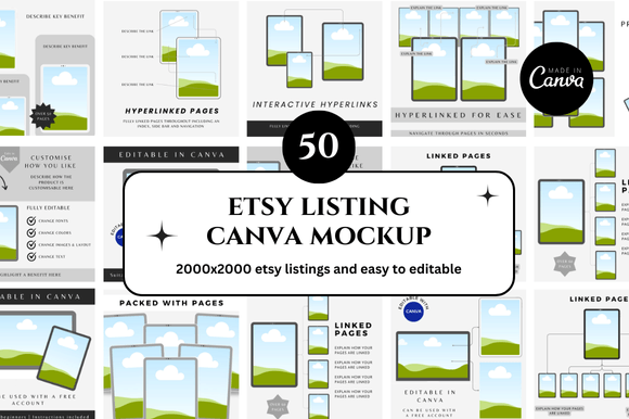 Streamline Your Etsy Shop with 50 Customizable Canva Mockups