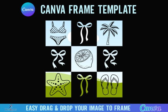 Summer Beach Canva Frame Checkered Bow: Your Design Shortcut